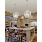 5 Light Chandelier, White Washed Wood with Palladium Gold Trim