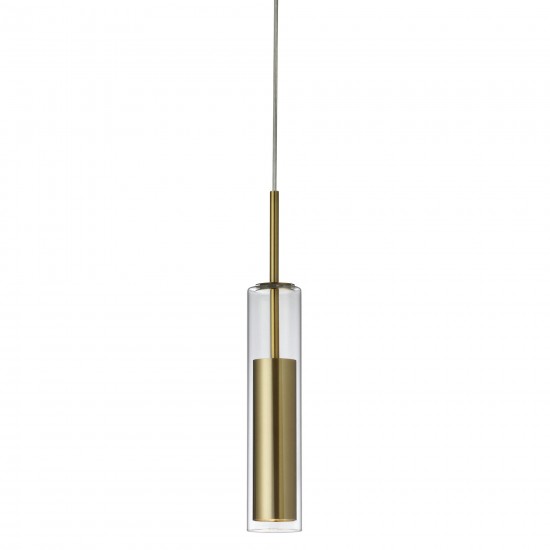 6W Pendant, Aged Brass Finish with Clear Glass