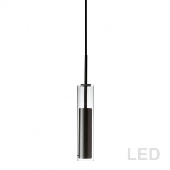 6W LED Pendant, Black Finish with Clear Glass