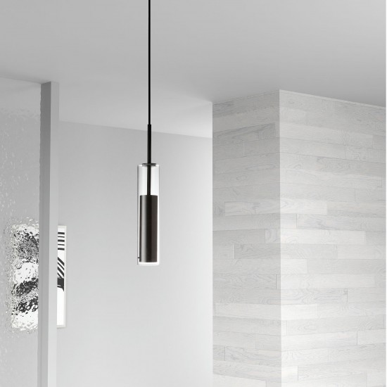 6W LED Pendant, Black Finish with Clear Glass