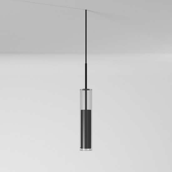 6W LED Pendant, Black Finish with Clear Glass