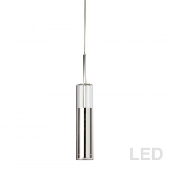 6W LED Pendant, Polished Chrome Finish with Clear Glass