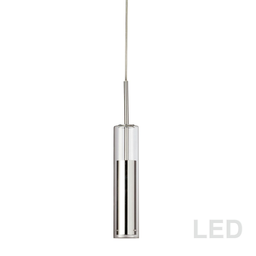 6W LED Pendant, Polished Chrome Finish with Clear Glass