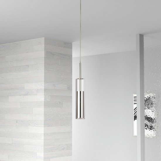 6W LED Pendant, Polished Chrome Finish with Clear Glass