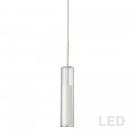 6W LED Pendant, White Finish with Clear Glass