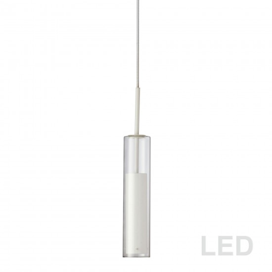 6W LED Pendant, White Finish with Clear Glass