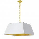 1 Light Large Aged Brass Milano Pendant White/Gold Shade