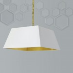 1 Light Large Aged Brass Milano Pendant White/Gold Shade