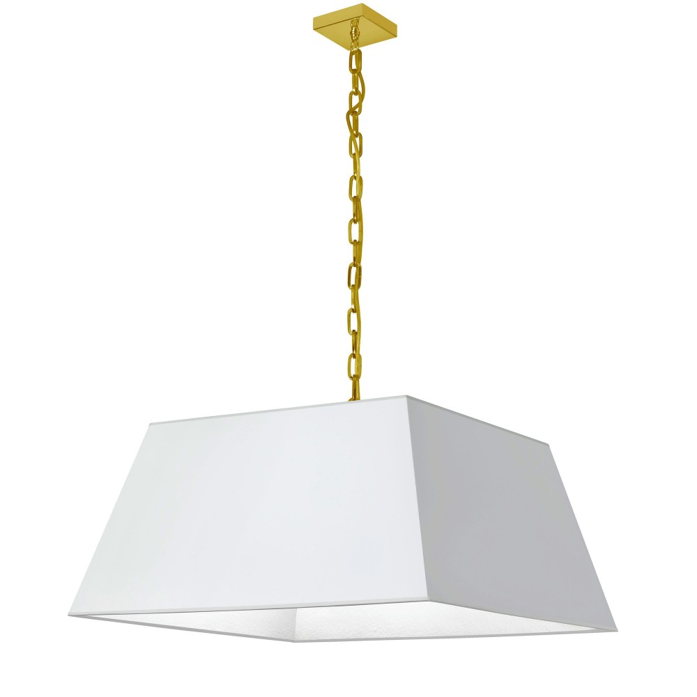 1 Light Large Aged Brass Milano Pendant White Shade