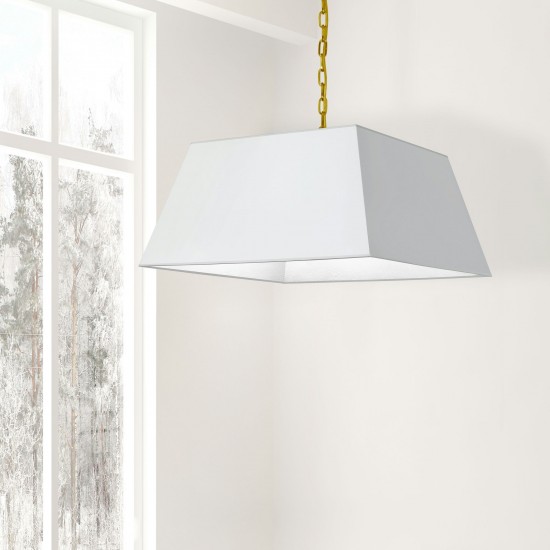 1 Light Large Aged Brass Milano Pendant White Shade