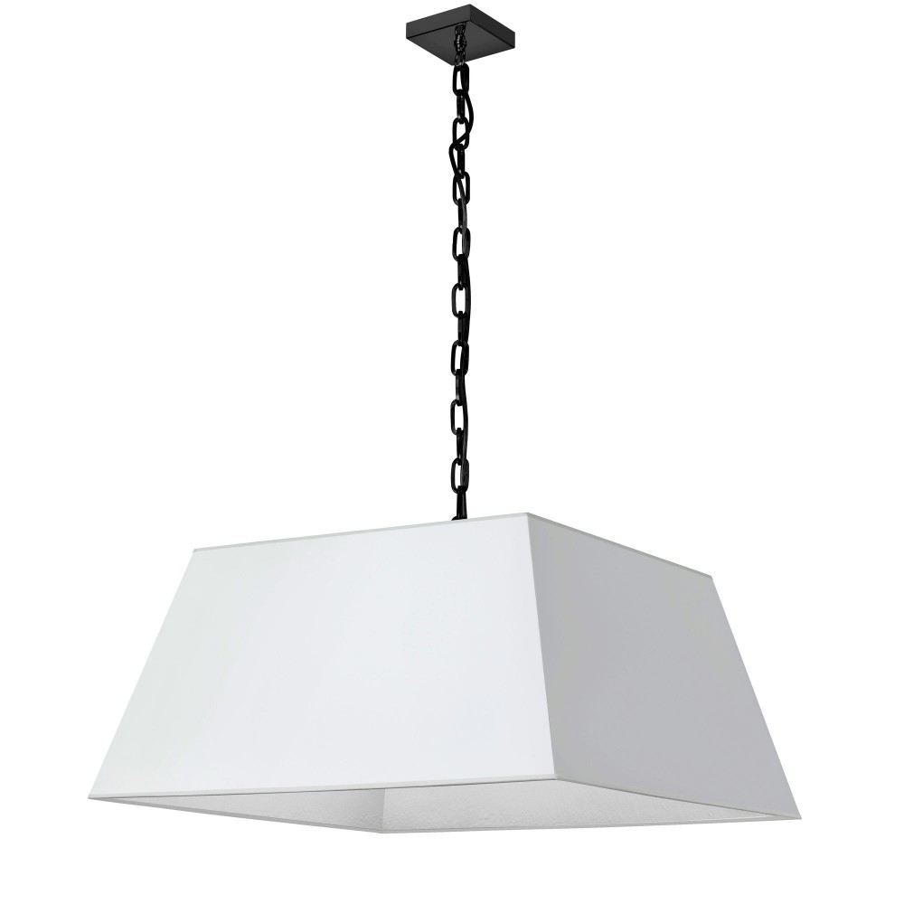 1 Light Large Black Milano Pendant White Shade