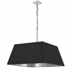 1 Light Large Polished Chrome Milano Pendant Black/Silver Shade