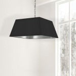 1 Light Large Polished Chrome Milano Pendant Black/Silver Shade