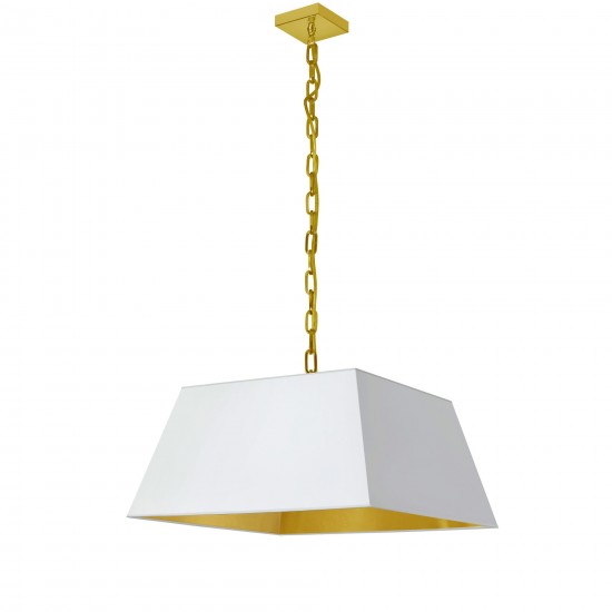 1 Light Medium Aged Brass Milano Pendant White/Gold Shade