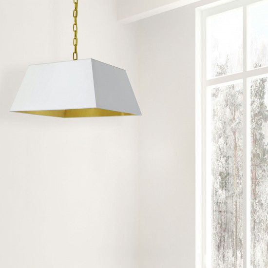 1 Light Medium Aged Brass Milano Pendant White/Gold Shade