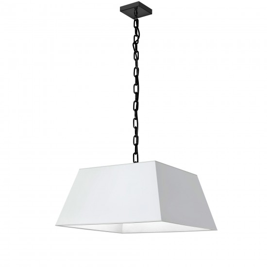 1 Light Medium Black Milano Pendant White Shade