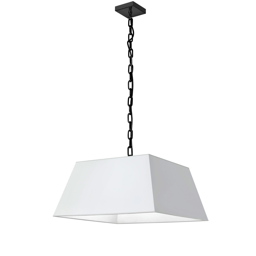 1 Light Medium Black Milano Pendant White Shade