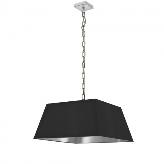 1 Light Medium Polished Chrome Milano Pendant Black/Silver Shade