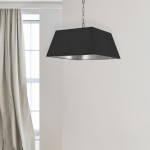 1 Light Medium Polished Chrome Milano Pendant Black/Silver Shade