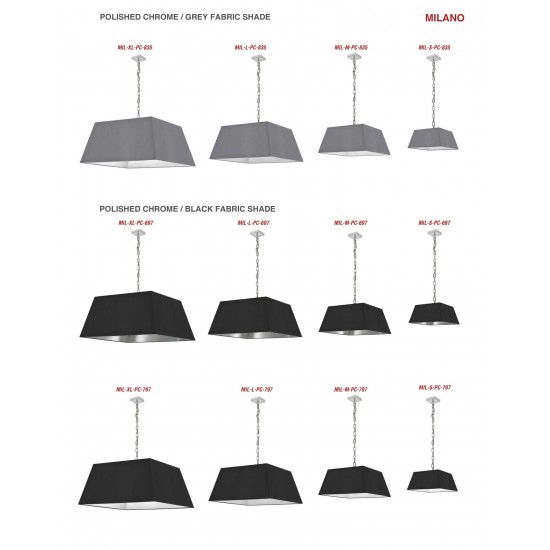 1 Light Medium Polished Chrome Milano Pendant Black/Silver Shade