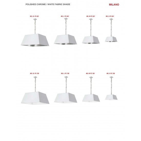 1 Light Medium Polished Chrome Milano Pendant White Shade