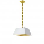 1 Light Small Aged Brass Milano Pendant White/Gold Shade