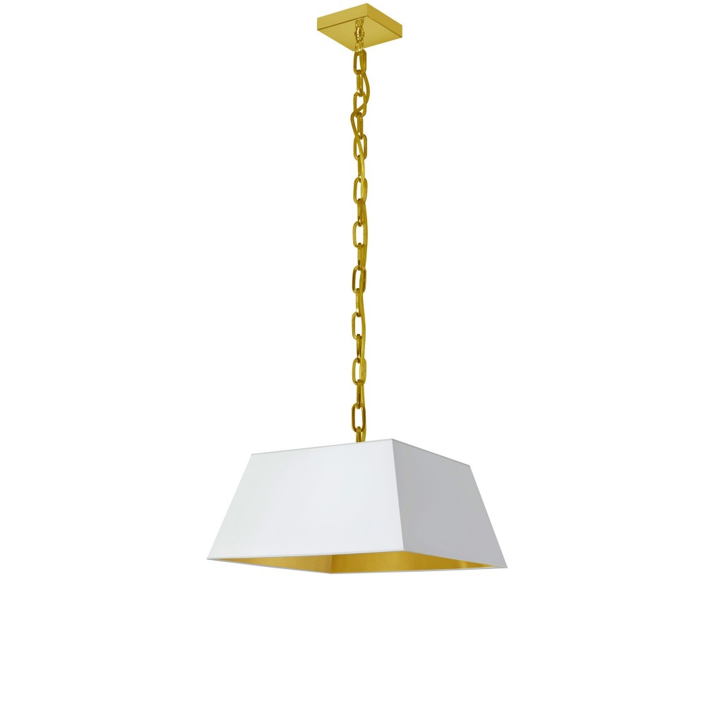 1 Light Small Aged Brass Milano Pendant White/Gold Shade