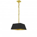 1 Light Small Aged Brass Milano Pendant Black/Gold Shade