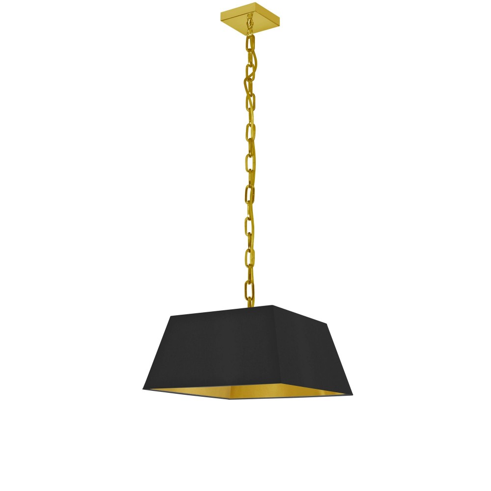 1 Light Small Aged Brass Milano Pendant Black/Gold Shade