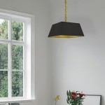 1 Light Small Aged Brass Milano Pendant Black/Gold Shade