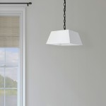 1 Light Small Black Milano Pendant White Shade