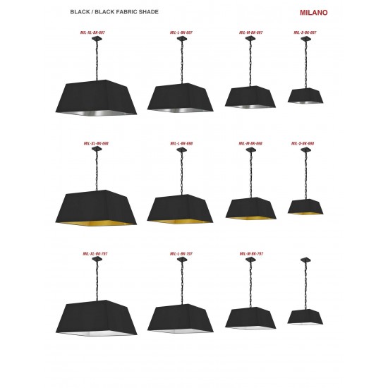 1 Light Small Black Milano Pendant Black Shade