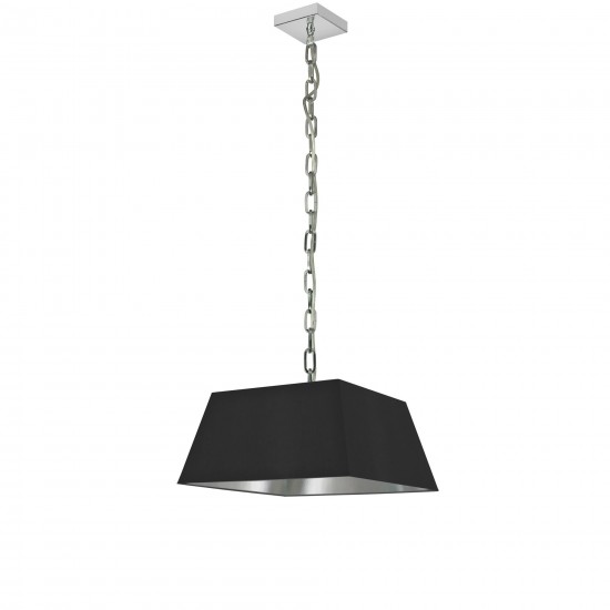 1 Light Small Polished Chrome Milano Pendant Black/Silver Shade