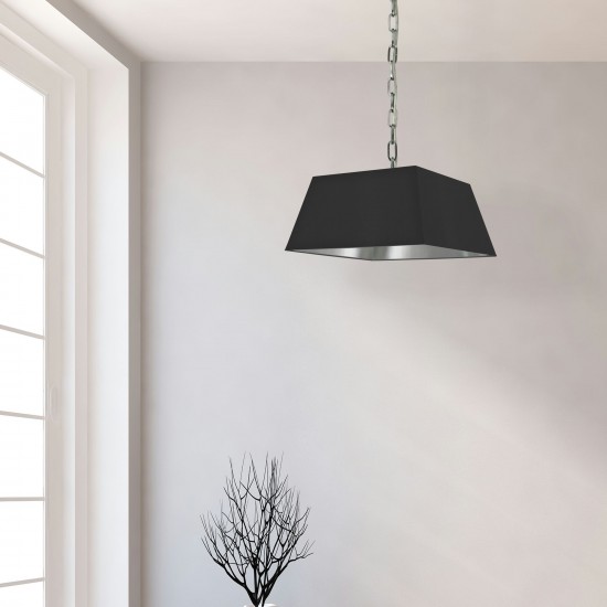 1 Light Small Polished Chrome Milano Pendant Black/Silver Shade