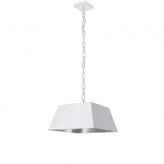 1 Light Small White Milano Pendant White/Silver Shade