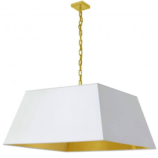 1 Light X-Large Aged Brass Milano Pendant White/Gold Shade