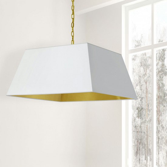 1 Light X-Large Aged Brass Milano Pendant White/Gold Shade