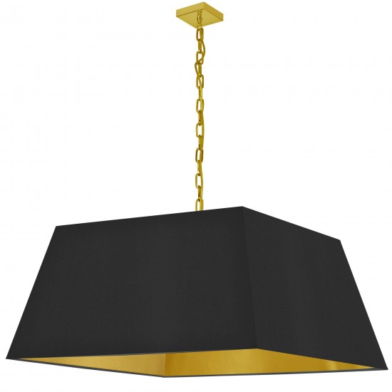 1 Light X-Large Aged Brass Milano Pendant Black/Gold Shade