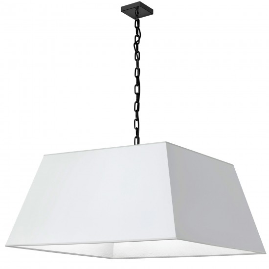 1 Light X-Large Black Milano Pendant White Shade