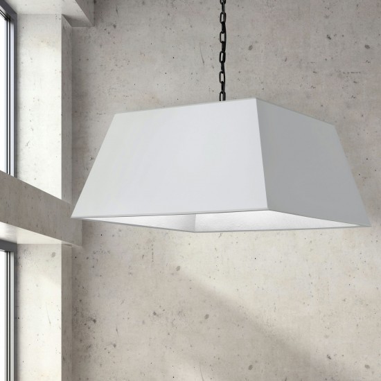 1 Light X-Large Black Milano Pendant White Shade