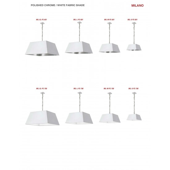1 Light X-Large Polished Chrome Milano Pendant White Shade