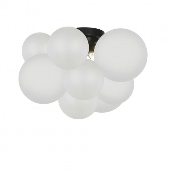 3 Light Matte Black Halogen Flush Mount w/ Frosted Glass