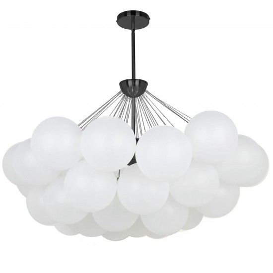 8 Light Matte Black Halogen Chandelier w/ Frosted Glass