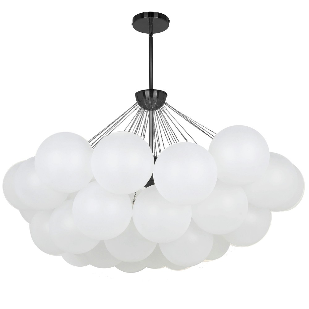 8 Light Matte Black Halogen Chandelier w/ Frosted Glass