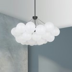 8 Light Matte Black Halogen Chandelier w/ Frosted Glass