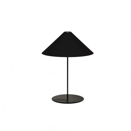 1LT Tapered Table Lamp, Black Shade, Black