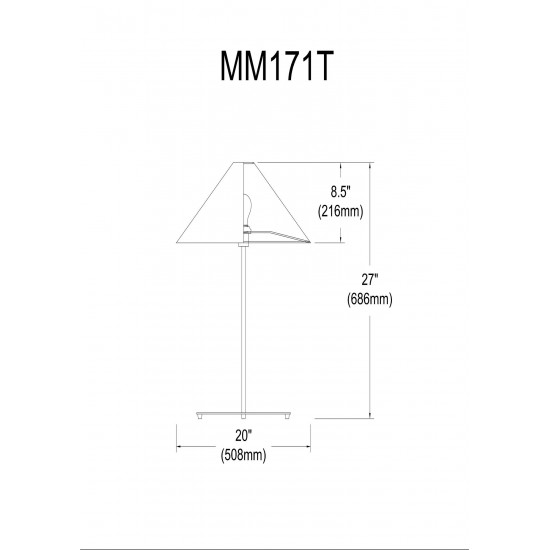 1LT Tapered Table Lamp, Black Shade, Black