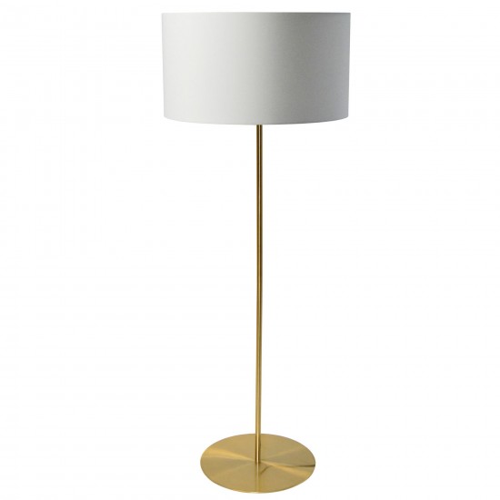 1 Light Drum Floor Lamp with White Shade Aged Brass