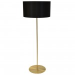 1 Light Drum Floor Lamp with Black Shade Aged Brass