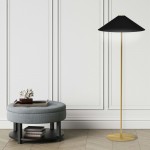 1 Light Floor Lamp w/ Black-Gold Tapered Shade